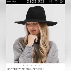 Gigi Pip Scottie Wide Brim Fedora - Black - 59 M/L / Black